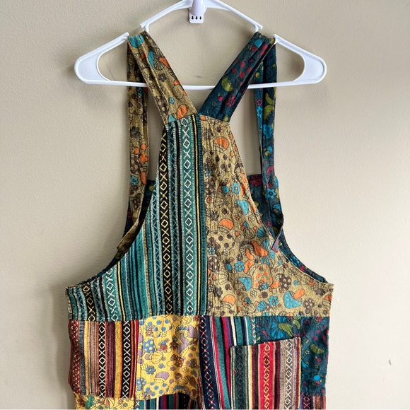 Mushroom Patchwork Jumpsuit Overalls Sz S/M - Picture 7 of 11